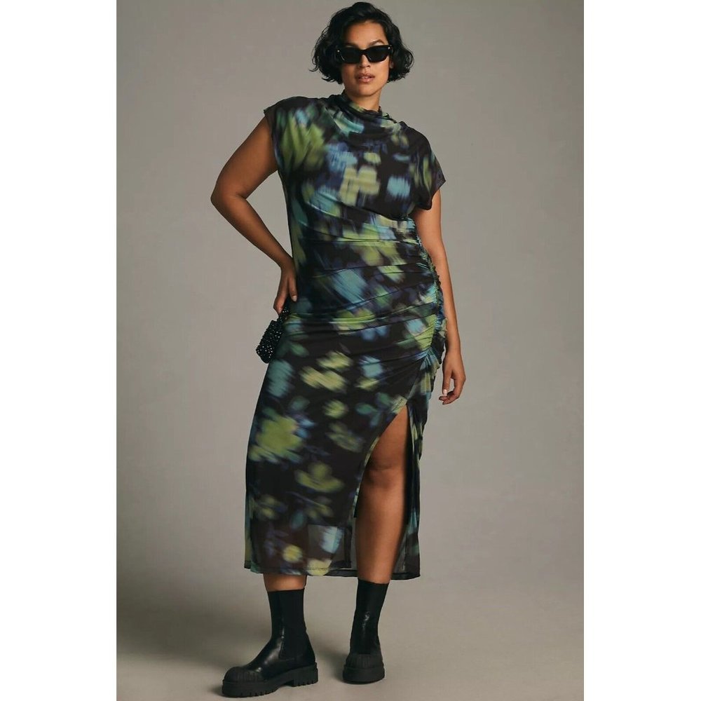 Anthropologie Maya Ruched Cowl Neck Midi Dress